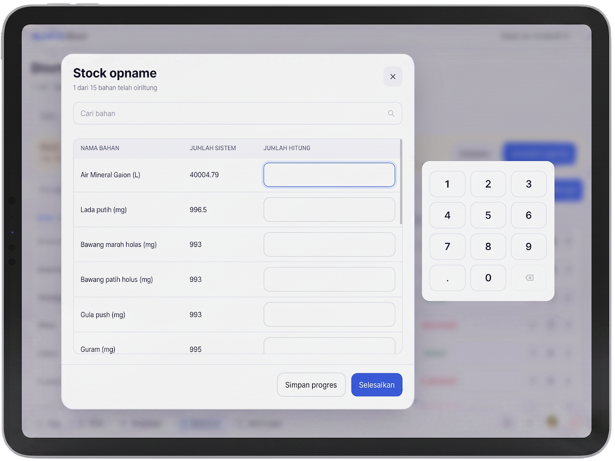 Modula Kiosk stock opname on a tablet